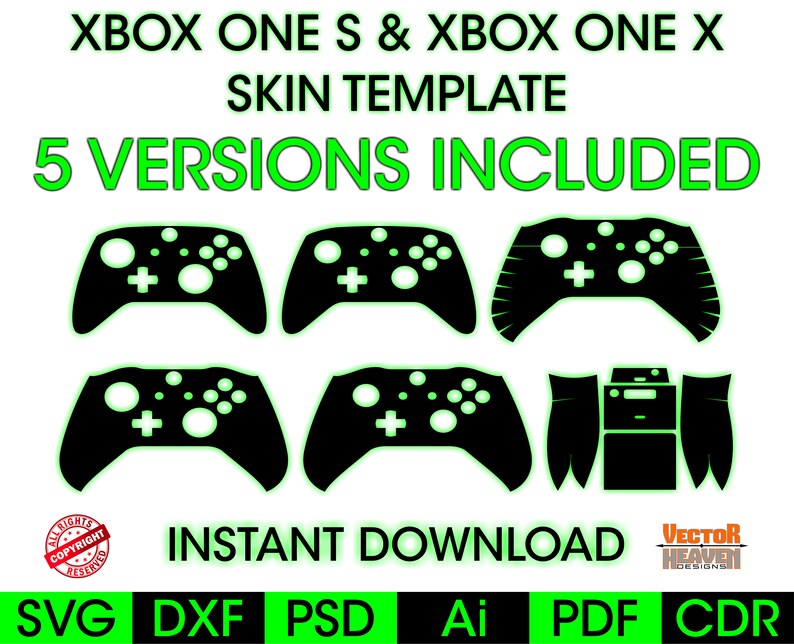 xbox one s xbox one x controller skin template file svg dxf etsy