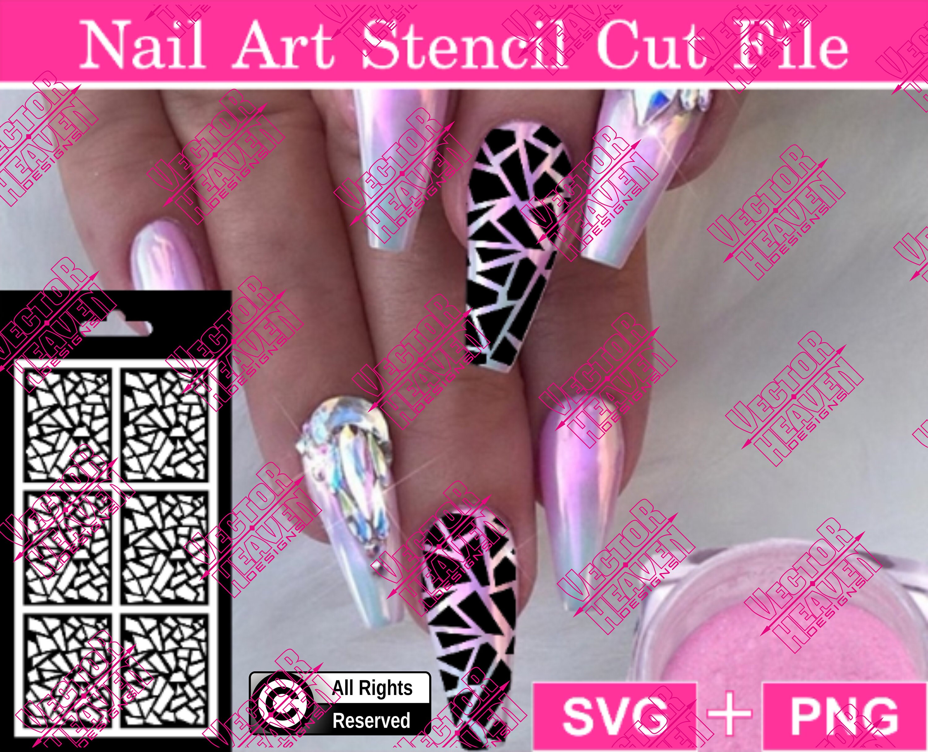 Download Mosaic Effect Nail Art Stencil Template Svg Png Cut File Etsy