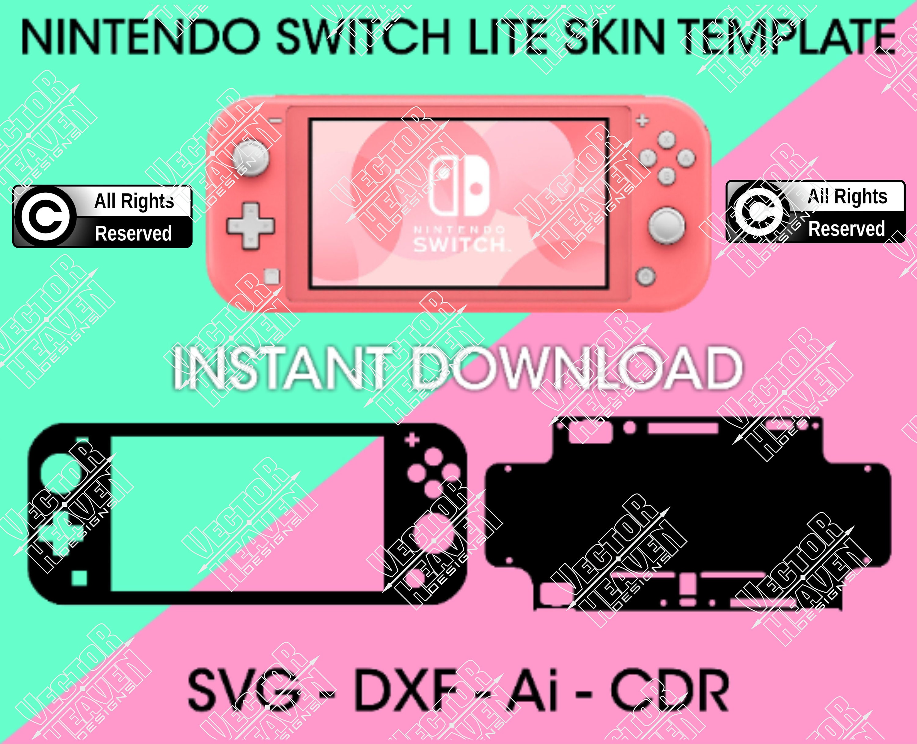 Download Nintendo Switch Lite Skin Template Svg Dxf Cut File Diy Wrap Etsy