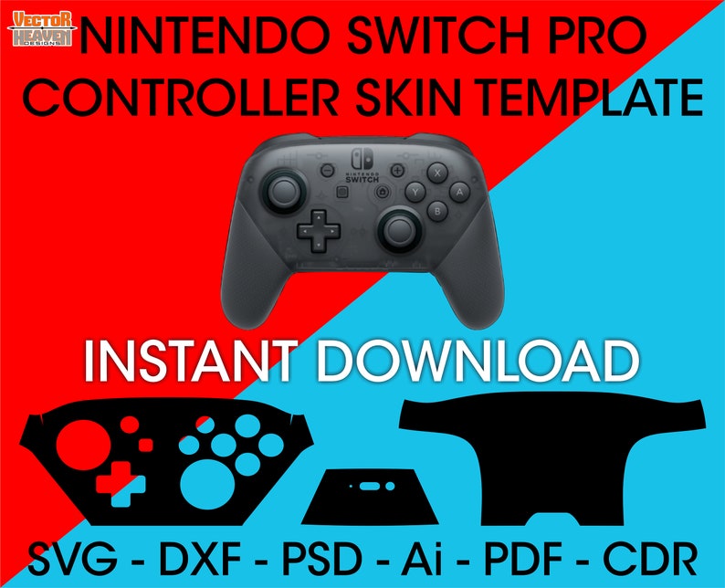 Nintendo Switch Pro Controller Skin Template SVG Cut File DIY Etsy