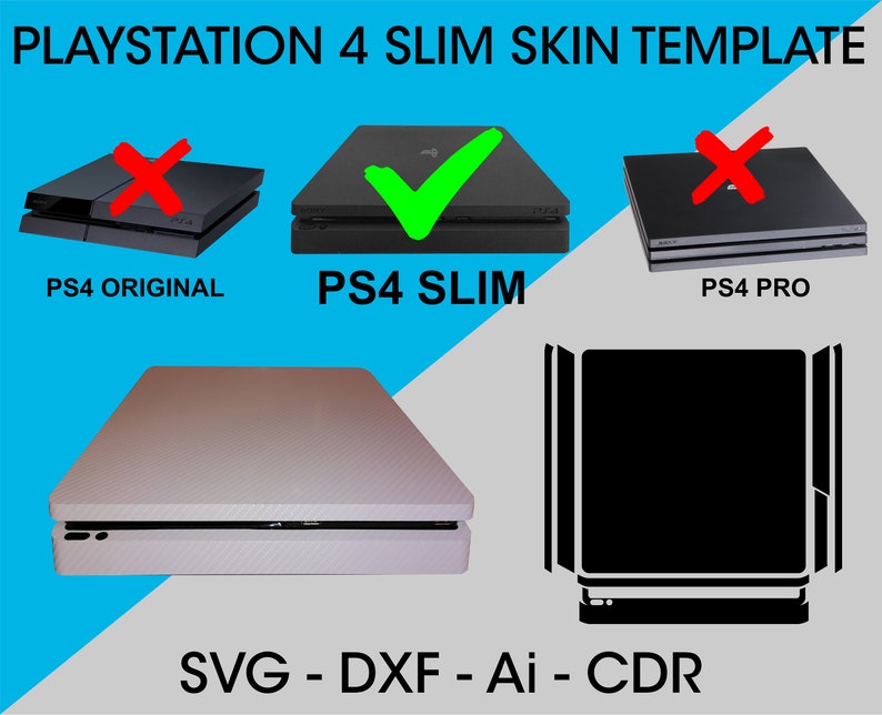 Download PS4 Slim Playstation 4 Console Skin Template File SVG DXF | Etsy