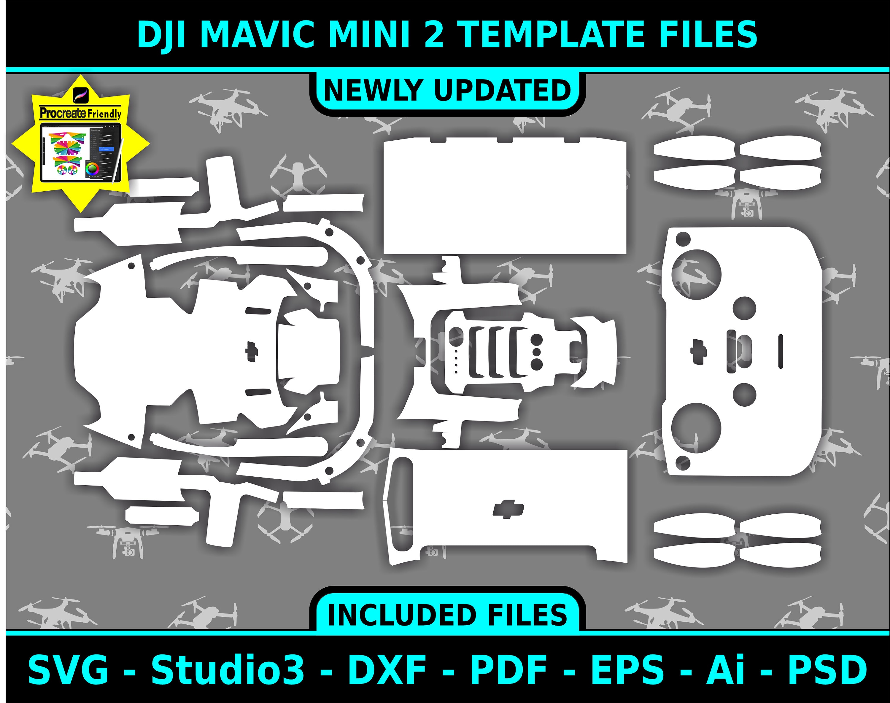 DJI Mavic Mini 2 Skin Template File | Etsy Italia