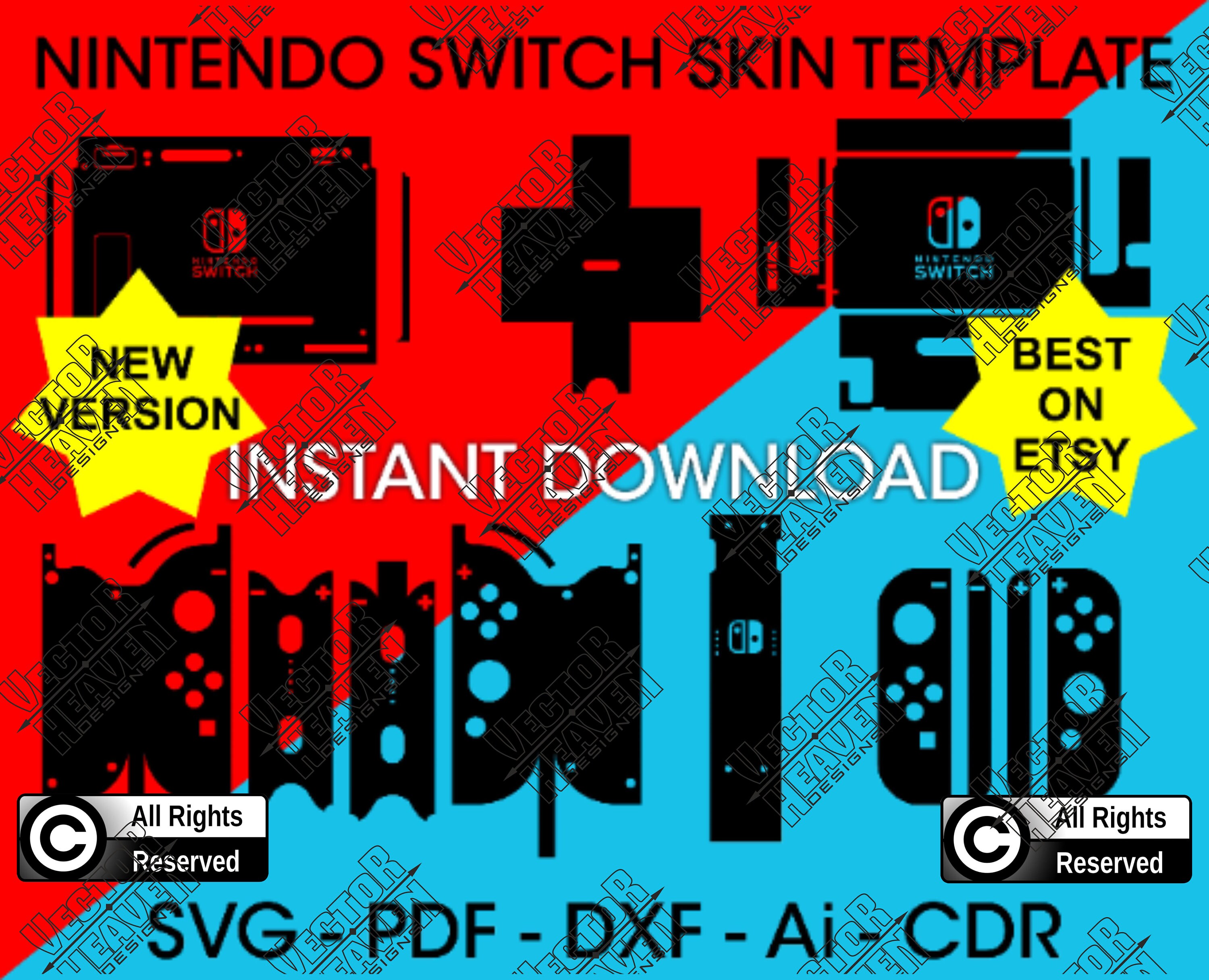 Download Nintendo Switch Skin Template Svg Cut File Diy Wrap Sticker Etsy