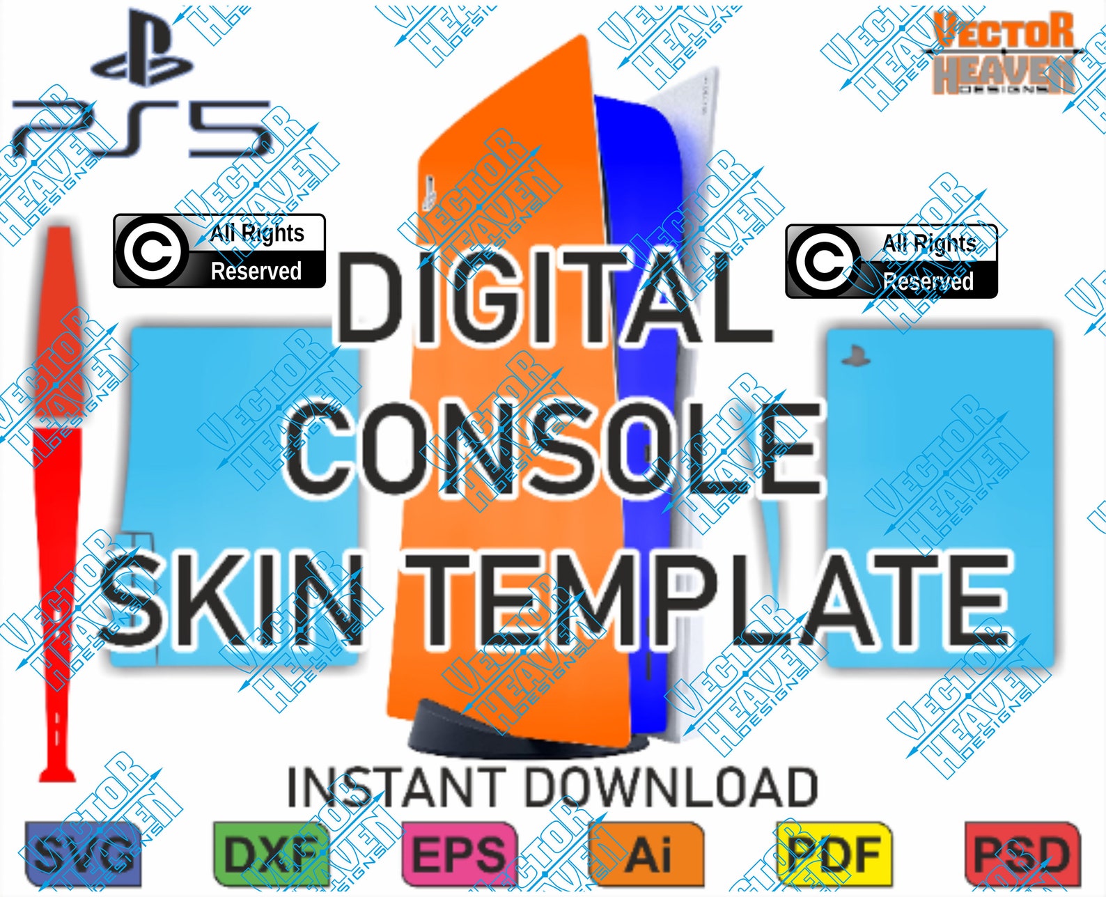 PS5 Playstation 5 Digital Console Template Decal Sticker File Etsy