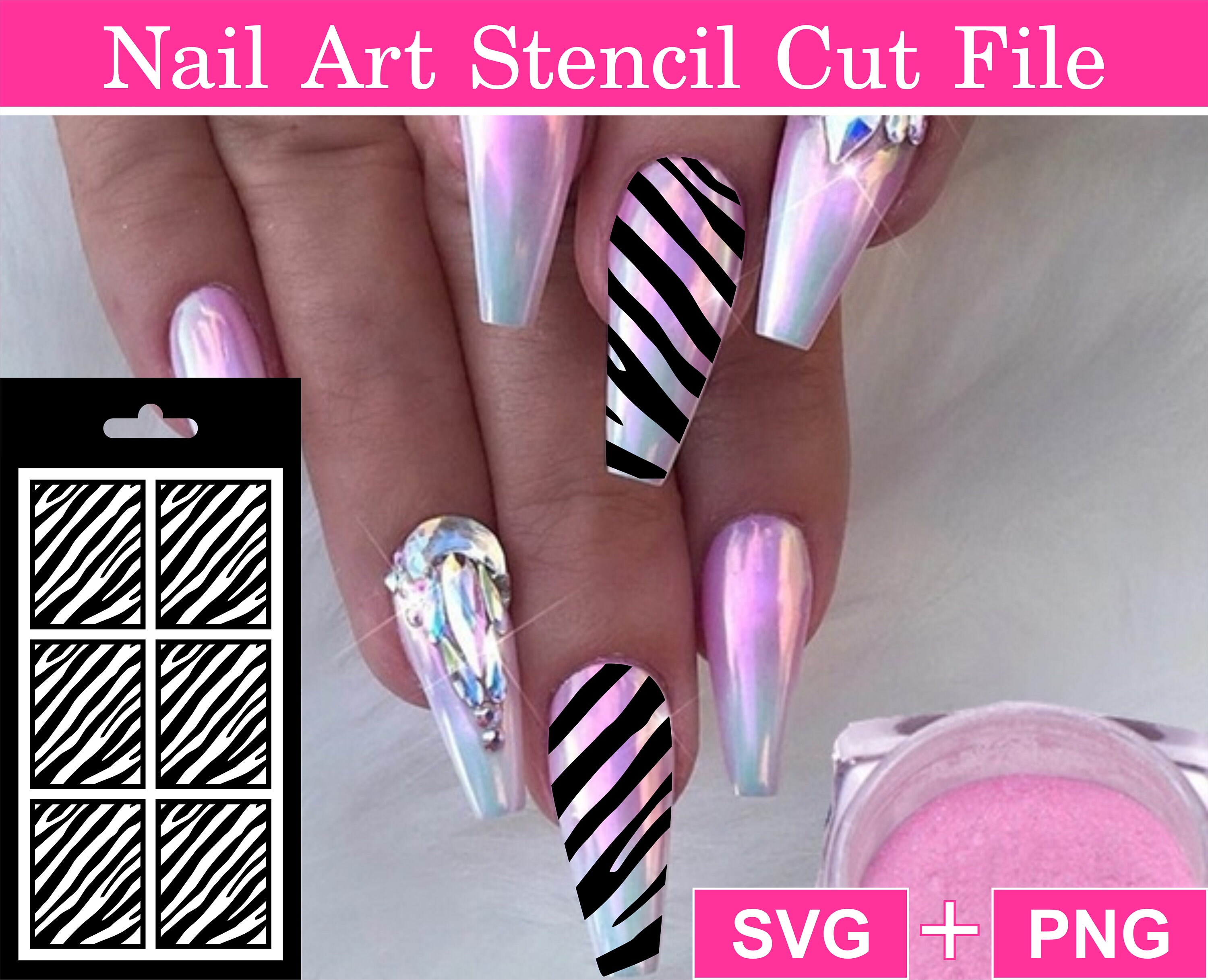 zebra animal print nail art stencil template svg png