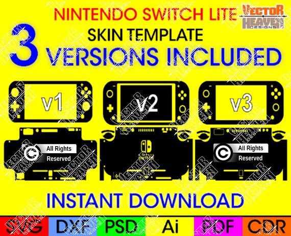 Download 3 X Nintendo Switch Lite Skin Templates Svg Dxf 3 Version Etsy