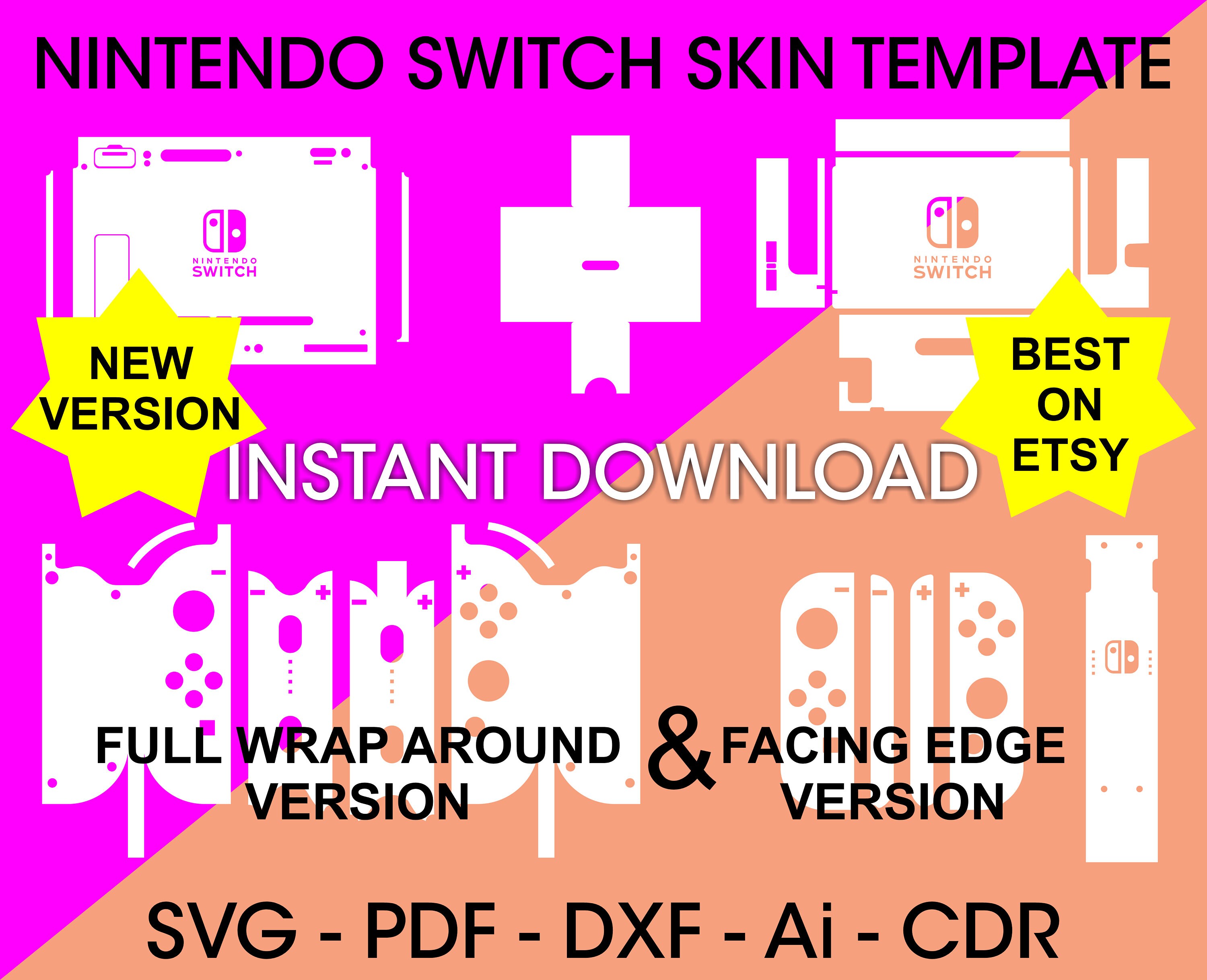 Nintendo Switch Skin Template SVG Cut File DIY Wrap Sticker Etsy