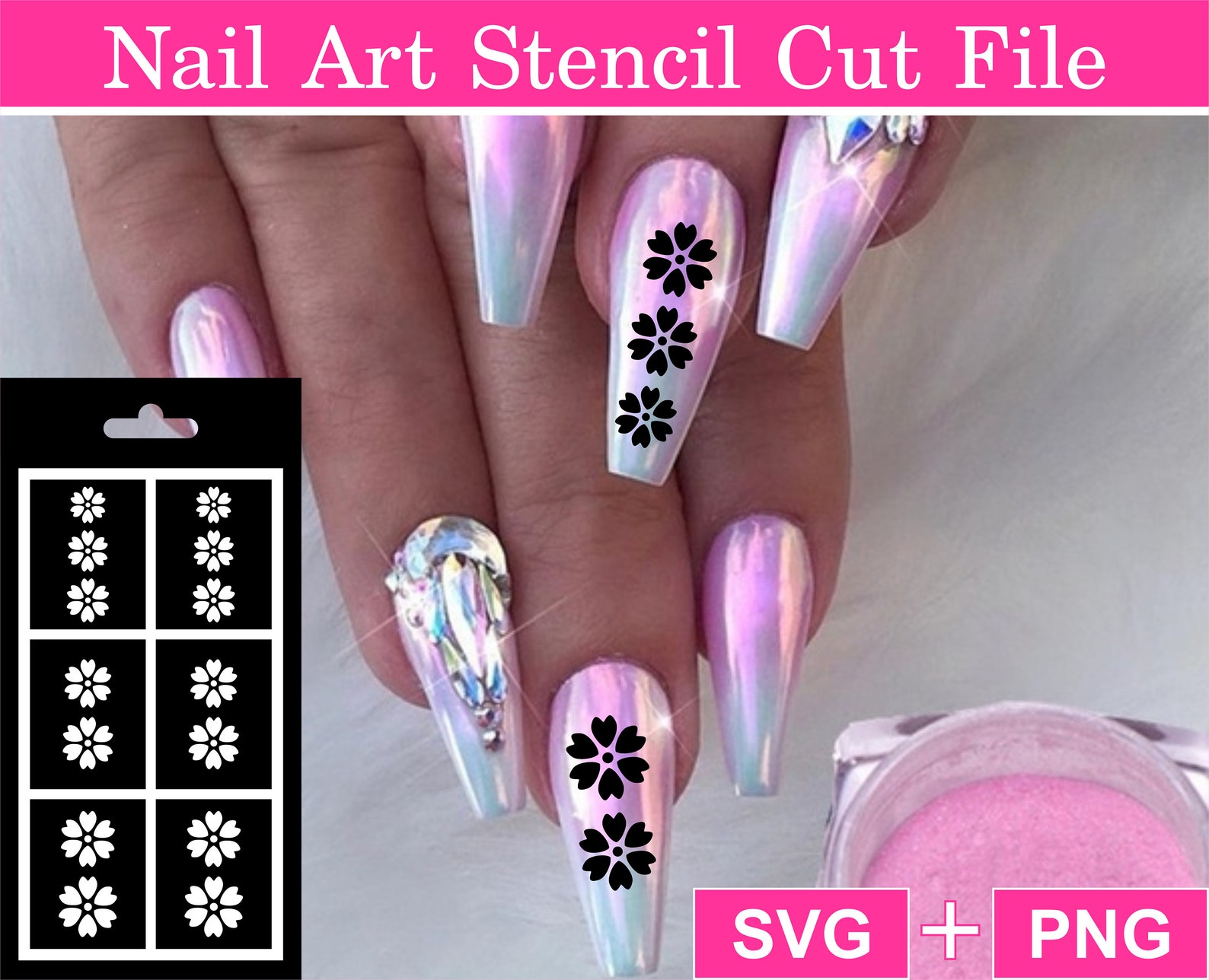 flower outline nail art