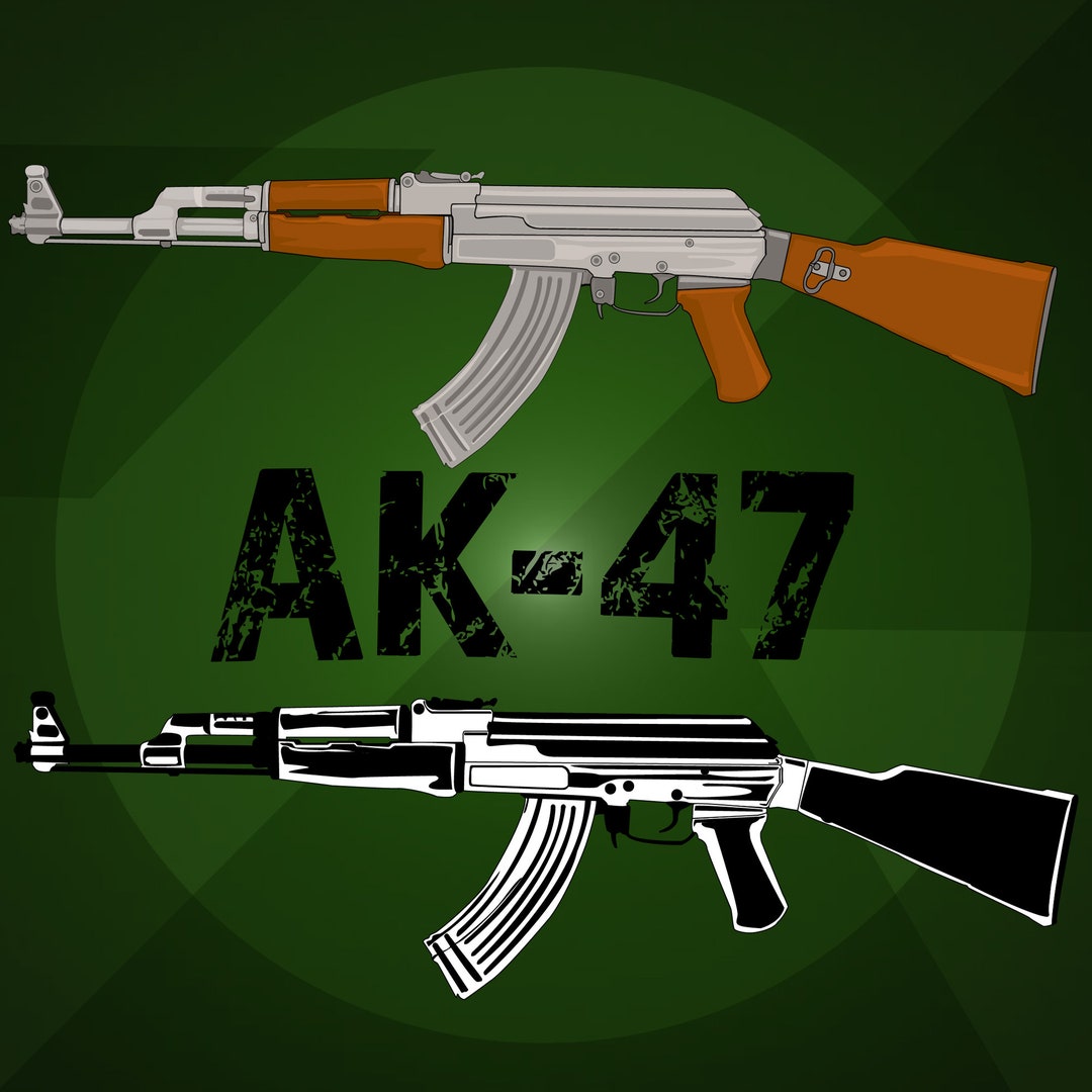 AK47 Vector Png Clip Art Color and Black and White - Etsy