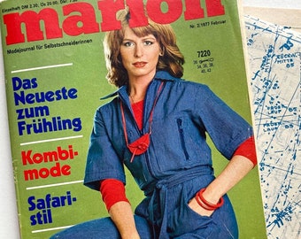 MARION Modejournal für Selbstschneiderinnen  Vintage Nähzeitschrift Modezeitschrift Modemagazin mit Schnittmustern  -  Februar 1977