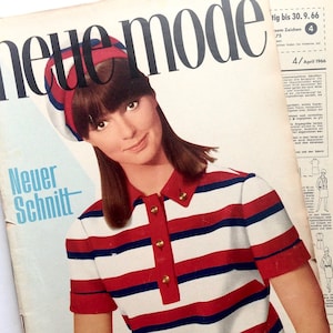 NEUE MODE  Vintage Nähzeitschrift Modezeitschrift Modemagazin mit Schnittmusterbögen - April 1966