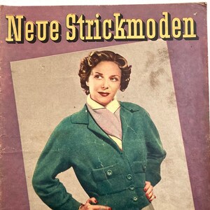 NEUE STRICKMODEN Vintage Modezeitschrift Strickheft Handarbeitsmagazin mit Strickanleitungen Herbst/Winter 1950er Jahre image 1