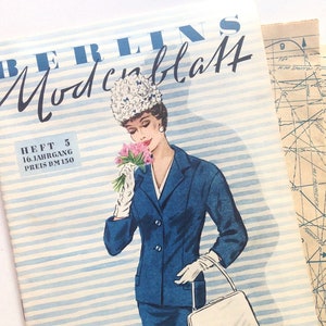 BERLINS MODENBLATT Vintage Nähzeitschrift Modezeitschrift Modemagazin mit 2 Schnittmusterbögen  - Mai 1960