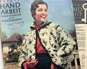 BEYERS HANDARBEIT und WÄSCHE, Strickmoden - Vintage Strickheft  Handarbeitsmagazin mit Schnittmusterbogen - Heft Nr. 9/September 1955