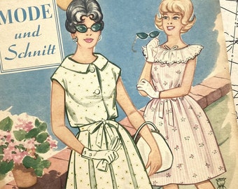 MODE UND SCHNITT - Vintage Nähzeitschrift Modezeitschrift Modemagazin mit Schnittmusterbögen  - Heft 063 von 1961