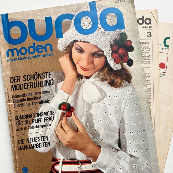 BURDA MODEN Vintage Modezeitschrift Modemagazin mit Schnittmustern  - Heft 3 / März 1972