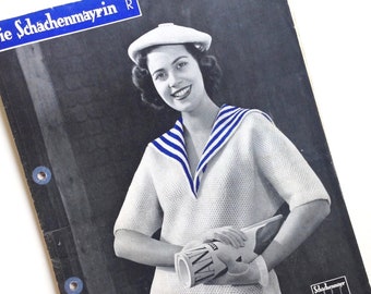 DIE SCHACHENMAYRIN Vintage Modezeitschrift Strickheft Handarbeitsheft mit Anleitungen - Heft Nr. 5505- 1950er Jahre