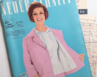 NEUER SCHNITT Vintage Nähzeitschrift Modezeitschrift Modemagazin mit Schnittmustern - Mai 1961