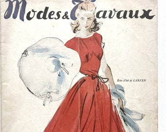 MODES & TRAVAUX französische vintage Modezeitschrift Handarbeitsheft mit Strickanleitungen - Nr. 571 - Juli 1948