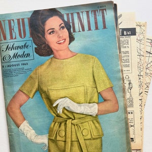 NEUER SCHNITT Vintage Modezeitschrift Modemagazin mit Schnittmustern Heft 8 / August 1962