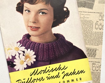 MODISCHE PULLOVER und JACKEN Vintage Modezeitschrift Strickheft mit Anleitungen - Frühjahr/Sommer 1962