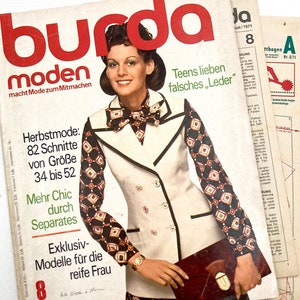 BURDA MODEN Vintage Modezeitschrift Modemagazin mit Schnittmustern  - Heft 8/August 1971