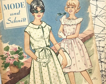 MODE UND SCHNITT - Vintage Nähzeitschrift Modezeitschrift Modemagazin mit Schnittmusterbögen  - Heft 063 von 1961