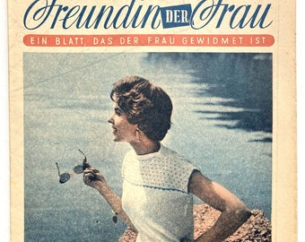 FREUNDIN DER FRAU Vintage Nähzeitschrift Modezeitschrift Modeheft mit Schnittmusterbogen - März 1958