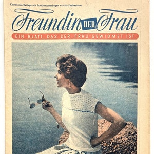 FREUNDIN DER FRAU Vintage Nähzeitschrift Modezeitschrift Modeheft mit Schnittmusterbogen März 1958 Bild 1