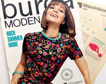 BURDA MODEN Vintage Nähzeitschrift Modemagazin mit Schnittmustern Heft Nr. 7 - Juli 1965