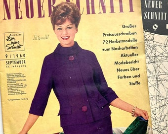 NEUER SCHNITT Vintage Nähzeitschrift Modezeitschrift Modemagazin mit Schnittmustern - September 1960