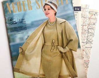 NEUER SCHNITT Vintage Nähzeitschrift Modezeitschrift Modemagazin mit Schnittmustern  - Februar 1961