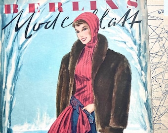BERLINS MODENBLATT Vintage Nähzeitschrift Modezeitschrift Modemagazin mit Schnittmustern  - Januar 1959