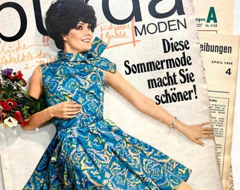 BURDA MODEN Vintage Modezeitschrift Modemagazin mit Schnittmustern Heft 4 / April 1968