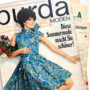 BURDA MODEN Vintage Modezeitschrift Modemagazin mit Schnittmustern Heft 4 / April 1968 Bild 1