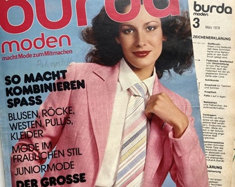 BURDA MODEN Vintage Modezeitschrift Modemagazin mit Schnittmustern  - Heft 3/März 1978