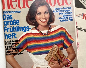 NEUE MODE Vintage Modezeitschrift Modemagazin mit Schnittmustern  - Frühlingsheft März 1977