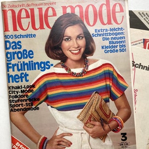 NEUE MODE Vintage Modezeitschrift Modemagazin mit Schnittmustern  - Frühlingsheft März 1977