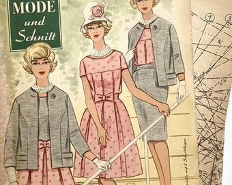 MODE UND SCHNITT - Vintage Nähzeitschrift Modezeitschrift Modemagazin mit Schnittmusterbögen  - Heft 064 von 1961