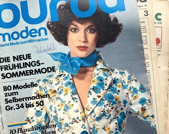 BURDA MODEN Vintage Modezeitschrift Modemagazin mit Schnittmustern  - Heft 3/März 1975