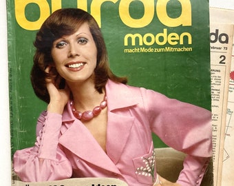 BURDA MODEN Vintage Modezeitschrift Modemagazin mit Schnittmustern  - Heft 2/Februar 1973