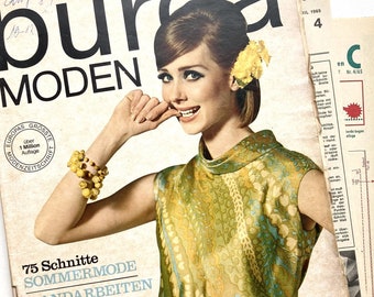 BURDA MODEN Vintage Nähzeitschrift Modemagazin + Schnittmusterbögen Heft Nr. 4 April 1965