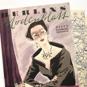 BERLINS MODENBLATT Vintage Nähzeitschrift Modezeitschrift Modemagazin mit Schnittmustern  - Februar 1952