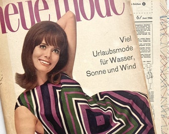 NEUE MODE Vintage Modezeitschrift Modemagazin Modeheft mit Schnittmustern - Juni 1966