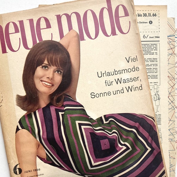NEUE MODE Vintage Modezeitschrift Modemagazin Modeheft mit Schnittmustern - Juni 1966