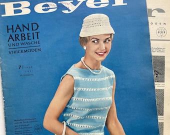 BEYER HANDARBEIT und WÄSCHE, Strickmoden - Vintage Strickheft  Handarbeitsmagazin  Modemagazin mit Schnittmusterbogen - Heft Nr. 7/Juli 1959