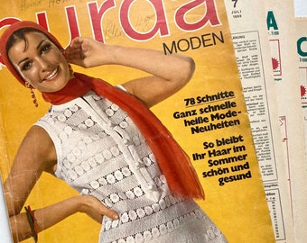 BURDA MODEN vintage Modezeitschrift Modemagazin mit Schnittmusterbögen - Heft Nr. 7/Juli 1969