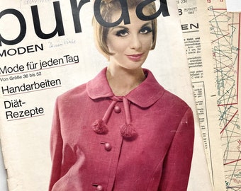 BURDA MODEN Vintage Nähzeitschrift Modemagazin mit Schnittmustern - Heft Nr. 8 August 1963