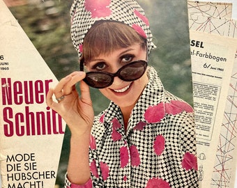 NEUER SCHNITT Vintage Nähzeitschrift Modezeitschrift Modemagazin mit Schnittmusterbögen - Juni 1965