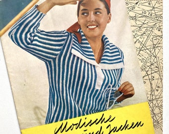 MODISCHE PULLOVER und JACKEN Vintage Modezeitschrift Strickheft mit Anleitungen - Frühjahr/Sommer 1961